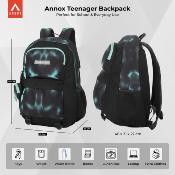 Sac à dos scolaire Annox NextGen - 31 x 19 x 46 cm - 38 L - Noir/Sarcelle