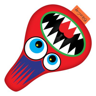 Housse de selle de vélo pour enfant - Rouge avec monstre