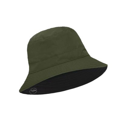Chapeau imperméable pliable et réversible avec sac de rangement - Avec protection solaire UVP50+ - Matière recyclée - Vert kaki Vichy - Taille Unique