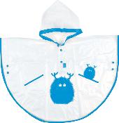 Poncho de pluie transparent et bleu pour enfants de 4 à 6 ans - 74 cm de largeur et 55cm de hauteur - avec sac assorti - Bleu