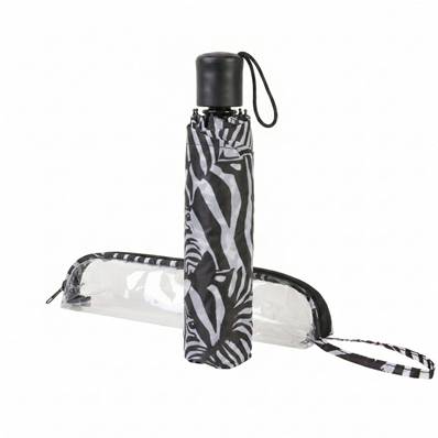 Parapluie pliant pour femme - Avec étui zippé en PVC et dragonne - Motif Xèbre