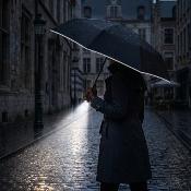 Parapluie pliant automatique avec lampe torche intégrée - Noir