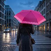 Parapluie pliable réfléchissant pour femmes et hommes - Léger - Rose fluo