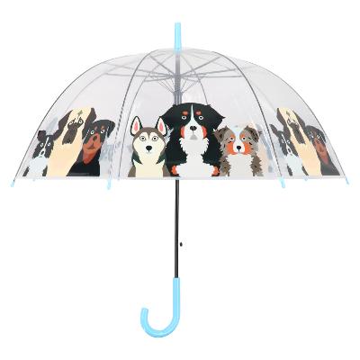 Parapluie cage à oiseaux transparent pour femmes - Système d'ouverture automatique - Motif Chiens