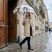 Parapluie cage à oiseaux transparent pour femmes - Système d'ouverture automatique - Motif Chiens