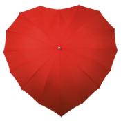 Parapluie droit - toile en forme de coeur - Rouge avec pochette à bandoulière