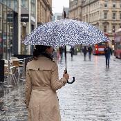 Parapluie Long pour Femme - Système d'ouverture Automatique - 16 Baleines en Fibre de Verre - Grande Protection de 105 cm - Résistant au vent - Bleu Foncé