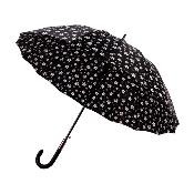 Parapluie Long - Poignée Courbée pour Femme et Homme - 16 baleines en Fibre de Verre - Résistant au vent - Manche en Bois - Charbon