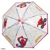 Parapluie enfant transparent -  Parapluie garcon - Poignée rouge - Spiderman