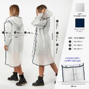 Imperméable - Bandes réfléchissantes au dos - Taille S (150-165CM) - Blanc semi-transparent avec passepoil bleu