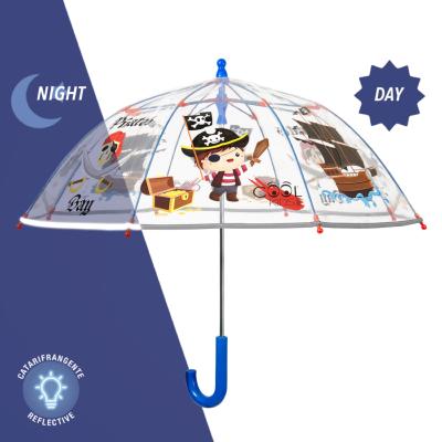 Parapluie cloche enfant avec bordure phosphorescente - Pirate -  Bordure réflechissante pour être visible la nuit