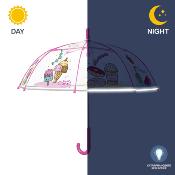 Parapluie transparent cloche pour enfant - Bordure réfléchissante pour une meilleure visibilité la nuit - Parapluie fille - Crème glacée