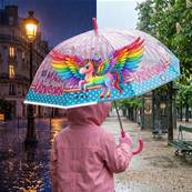 Parapluie transparent pour enfant - Bordure réfléchissante pour une visibilité optimale la nuit - Parapluie pour fille - Licorne