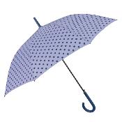 Grand parapluie automatique - Résistant au vent - Poignée incurvée - À pois - Violet