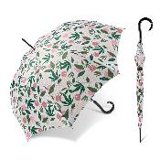 Grand parapluie automatique - Avec poignée courbée en bois - Blanc Tropical