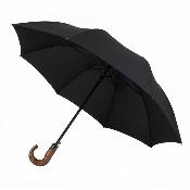 Parapluie pliant et écologique pour femmes et hommes - Ouverture et fermeture automatiques - 8 baleines en fibre de verre - Poignée incurvée - Noir