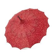Parapluie long pour femme - Parapluie pagode - Bord festonné rouge