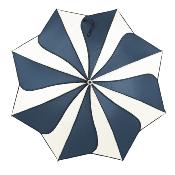 Parapluie long automatique pour femme - Toile tournesol - Bleu marine et crème