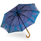 Grand parapluie automatique - Avec poignée courbée en bois - Libellule en vitrail