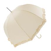Parapluie droit retro-romantique recouvert de dentelle - Ivoire