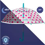 Parapluie cloche enfant avec bordure phosphorescente - Pois roses - reduced