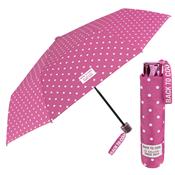 Mini parapluie pliant pour enfant - Parapluie solide et résistant au vent - Rose à pois blancs - Parapluie fille