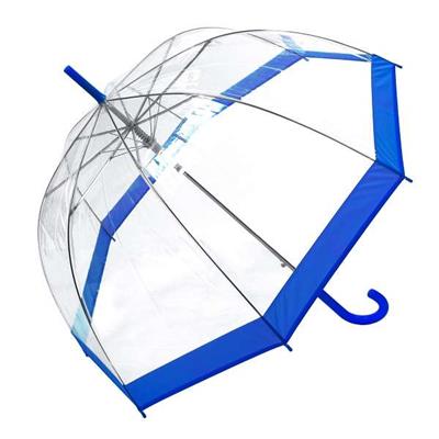 Parapluie droit ouverture automatique - Transparent avec bordure bleue