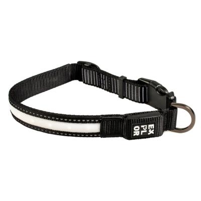 Duvoplus – Collier LED EXPLOR City Paris en nylon pour chien, idéal pour des sorties nocturnes sûres et visibles – Taille L – 40-55 cm / 25 mm – Noir