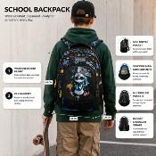 Sac à dos scolaire Annox NextGen - 30 x 20 x 43 cm - 26 L - Noir/Bleu néon