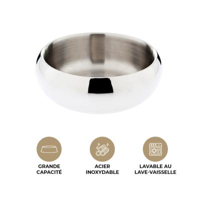 Ferribiella – Gamelle Double Paroi En Inox pour Chien et Chat, Hygiène et Stabilité au Quotidien – Medium – Ø 14 cm – Inox
