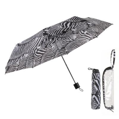 Parapluie pliant pour femme - Avec étui zippé en PVC et dragonne - Motif Xèbre