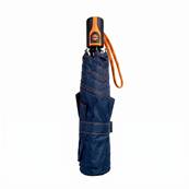 Parapluie pliant unisexe - Ouverture et fermeture automatiques - Bleu avec poignée accent orange