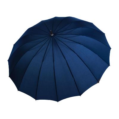 Grand parapluie de golf avec poignée courbée - 113 cm de diamètre pour une grande protection - 16 baleines - Bleu marine