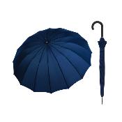 Grand parapluie de golf avec poignée courbée - 113 cm de diamètre pour une grande protection - 16 baleines - Bleu marine