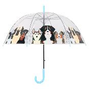 Parapluie cage à oiseaux transparent pour femmes - Système d'ouverture automatique - Motif Chiens