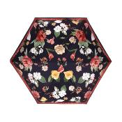 Mini parapluie pliable pour femme – Trois plis, léger et compact – Noir avec imprimé floral