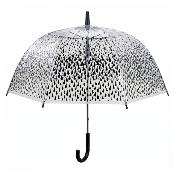 Parapluie cage à oiseaux transparent pour femme - Système d'ouverture automatique - Noir Gouttes