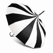 Parapluie Pagode pour Femme - 16 Baleines en Fibre de Verre - Style Vintage - Noir et Blanc