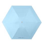 Mini parapluie pliant pour femme - Parapluie plat cinq plis - Ultra léger et compact - Protection UV - Bleu ciel