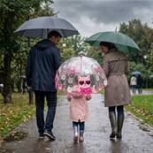 Parapluie Cloche Transparent pour Enfant - 8 Baleines en Fibre de Verre - Poignée Confortable - Chat rose
