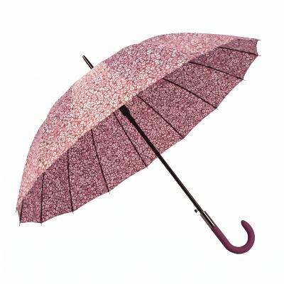 Parapluie Long pour Femme - Système d'ouverture Automatique - 16 Baleines en Fibre de Verre - Grande Protection de 105 cm - Résistant au vent - Rose Pale