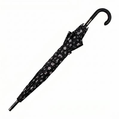 Parapluie Long - Poignée Courbée pour Femme et Homme - 16 baleines en Fibre de Verre - Résistant au vent - Manche en Bois - Charbon