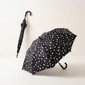 Parapluie Long - Poignée Courbée pour Femme et Homme - 16 baleines en Fibre de Verre - Résistant au vent - Manche en Bois - Charbon