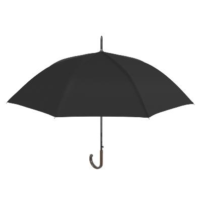 Parapluie golf pour homme - Système d'ouverture automatique - Grande protection de 114 cm - Avec poignée courbée en bois - Noir