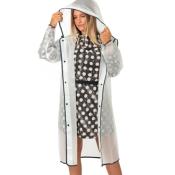 Imperméable de pluie à capuche - Liseré bleu et Bandes réfléchissantes à l'arrière - Taille M (165-180CM) - Semi-Transparent