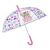Parapluie transparent cloche pour enfant - Bordure réfléchissante pour une meilleure visibilité la nuit - Parapluie fille - Chat rigolo