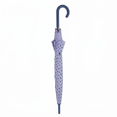 Grand parapluie automatique - Résistant au vent - Poignée incurvée - À pois - Violet