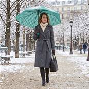 Mini parapluie pliant pour femme - Résistant au vent - À pois - Bleu Aqua