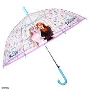 Parapluie enfant cloche transparent -  Parapluie fille - Poignée bleue - Frozen