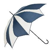 Parapluie long automatique pour femme - Toile tournesol - Bleu marine et crème